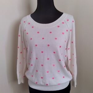 Wallace Madewell Polka Dot Sweater Pink White Crew Neck Cotton Womens XS‎